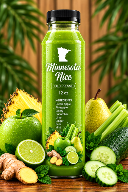 Minnesota Nice slow-pressed juice bottle